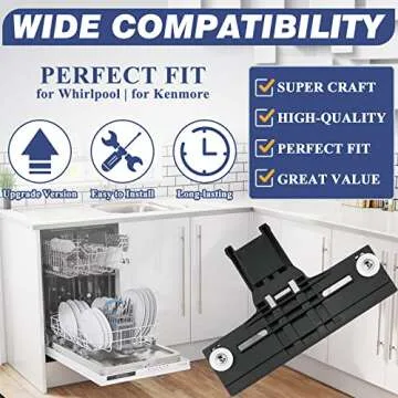 Funmit Upgraded W10350375 Dishwasher Top Rack Adjuster Replacement for kenmore Whirlpool Dishwasher Parts WDT970SAHZ0 WDT730PAHZ0 WDTA50SAHZ0 Compared to Part # W10712395 AP5957560 3516330, 2 Pack