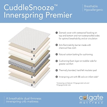 Colgate CuddleSnooze Infant Toddler Crib Mattress for Comfort
