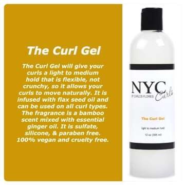 NYC Curls The Curl Gel | Flexible Light to Medium Hold with Flax Seed for Curly, Coily, & Wavy Hair ...