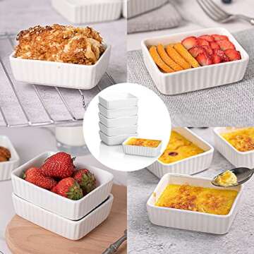Delling Porcelain Ramekins 4 oz Oven Safe,Square Ramekin for Creme Brulee, Small Bowls for Appetizer...