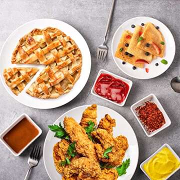 Delling Porcelain Ramekins 4 oz Oven Safe,Square Ramekin for Creme Brulee, Small Bowls for Appetizer, Dessert, Snacks, Baking, Dipping Sauce, Serving Oven for Independence Day Party Set of 6 White