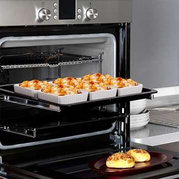 Delling Porcelain Ramekins 4 oz Oven Safe,Square Ramekin for Creme Brulee, Small Bowls for Appetizer, Dessert, Snacks, Baking, Dipping Sauce, Serving Oven for Independence Day Party Set of 6 White