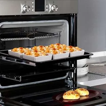 Delling Porcelain Ramekins 4 oz Oven Safe,Square Ramekin for Creme Brulee, Small Bowls for Appetizer, Dessert, Snacks, Baking, Dipping Sauce, Serving Oven for Independence Day Party Set of 6 White