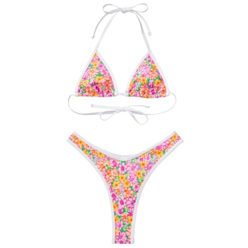 SUUKSESS Color Block Thong Bikini Set for Women
