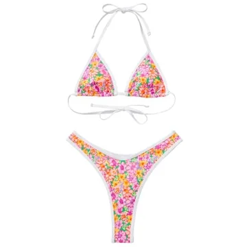 SUUKSESS Color Block Thong Bikini Set for Women