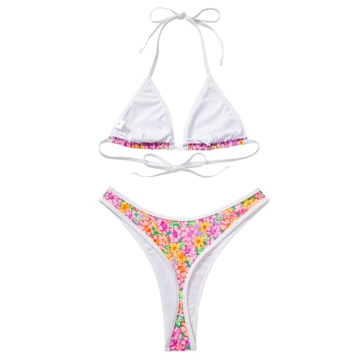 SUUKSESS Color Block Thong Bikini Set for Women
