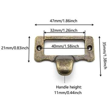 OZXNO Antique Label Holder Pull Handle, 10-Pack Vintage Bronze Zinc Alloy Tag Frame Pull Handles Name Card Slots for Drawer Cabinet Shelf Dresser Toolcase