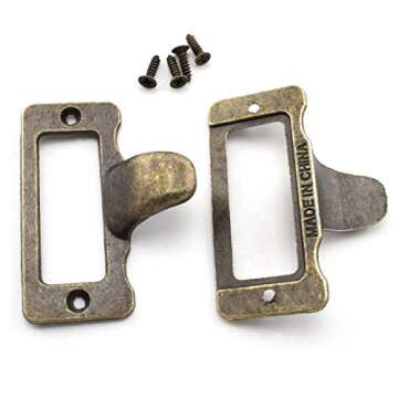 OZXNO Antique Label Holder Pull Handle, 10-Pack Vintage Bronze Zinc Alloy Tag Frame Pull Handles Name Card Slots for Drawer Cabinet Shelf Dresser Toolcase
