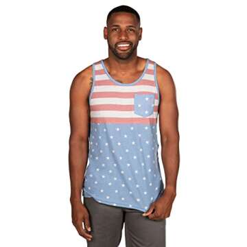 Tipsy Elves 4th of July Tank Tops Mens USA Sleeveless Shirts Retro Patriotic American Flag Tanks for...
