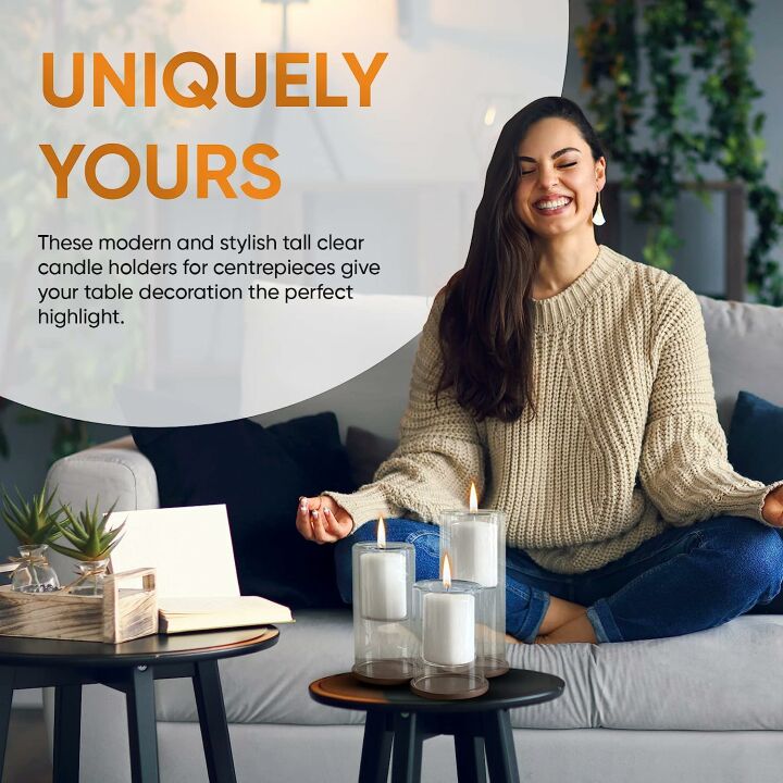 Set of 3 Glass Hurricane Candle Holders