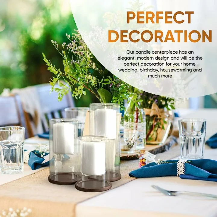 Set of 3 Glass Hurricane Candle Holders