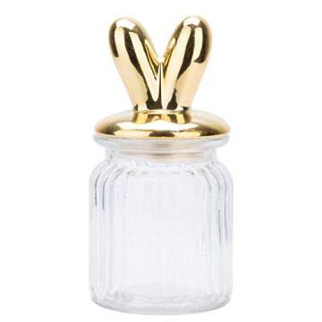 ABOOFAN Easter Glass Jar Bunny Rabbit Shape Clear Candy Jar Food Storage Canister for Eater Party Te...
