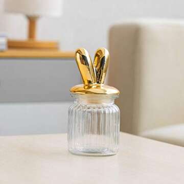 Charming Bunny Rabbit Glass Candy Jar for Easter Celebration
