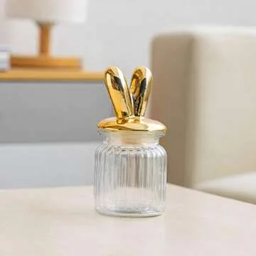 Charming Bunny Rabbit Glass Candy Jar for Easter Celebration