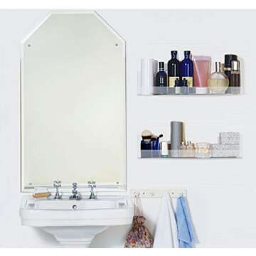 HBlife 15 Inches Invisible Wall Floating Bookshelf for Kids and Nursery, Clear Acrylic Shelves for Figures, 3 Pack (5MM Thick)