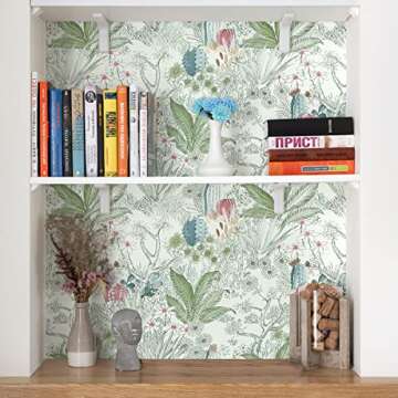 Wudnaye Cactus Peel and Stick Wallpaper Vintage Floral Wallpaper 17.7 inch× 118.1 inch Fun Wallpaper Peel and Stick Boho Floral Self Adhesive Contact Paper Decorative Removable Wallpaper for Bathroom