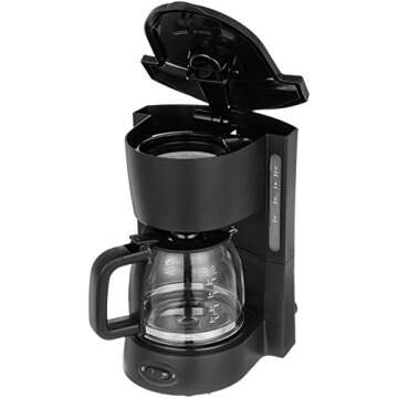 Amazon Basics 5-Cup Drip Coffeemaker with Glass Carafe and Reusable Filter, Black, 7.9 x 7.5 x 10.5 inches