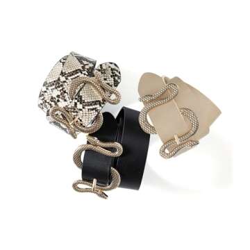 Earnda Fashion Designer Belts for Women's Jeans Snake Buckle Ladies Faux Leather Waist Belt