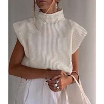 Chic xxxiticat Women's Sweater Vest with Shoulder Pads