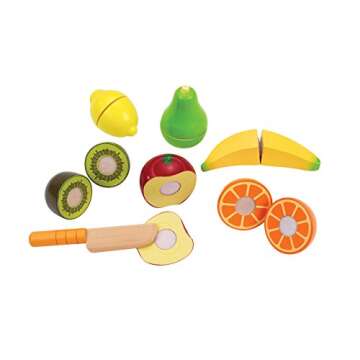 Hape Fresh Fruit Kitchen Playset | Velcro Fruit Slices with Play Knife for Healthy| Award Winning Wo...