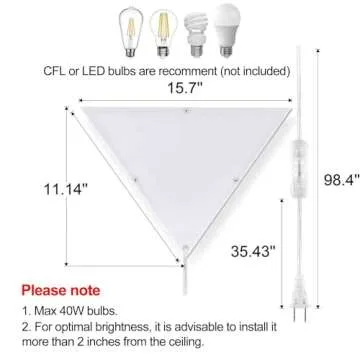 haultop Corner Light, Plug in Ceiling Lights, Modern Corner Lights for Living Room, Triangle Corner Light with Acrylic Shade, Corner Lamp for Office, Bedroom