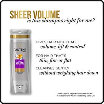 Pantene Volumizing Shampoo and Sulfate Free Conditioner for Fine Hair, Sheer Volume, 25.4 Fl Oz (Pack of 2)