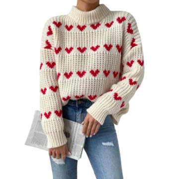 Stylish Cute Heart Cable Knit Sweater for Women