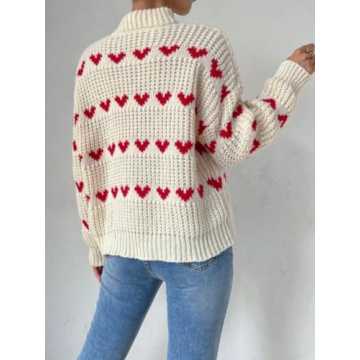 Stylish Cute Heart Cable Knit Sweater for Women