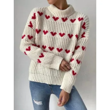 Stylish Cute Heart Cable Knit Sweater for Women