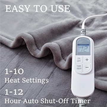 DOWNCOOL Heated Blanket with Fast Heating & Timer