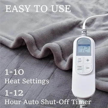 DOWNCOOL Heated Blanket with Fast Heating & Timer