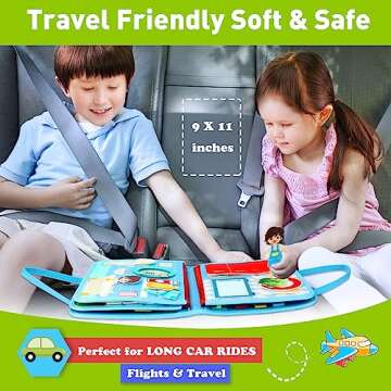 Guolely Busy Board Montessori Toys for 1-6 Years Old - Toddler Travel Toys, Educational Busy Book with 10 Pages Soft Daily Learning Activities - Sensory Toy Gift Ideal for Boys, Girls, Kids