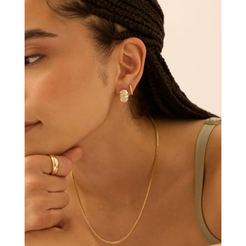PAVOI Chunky Gold Hoop Huggies for Everyday Elegance