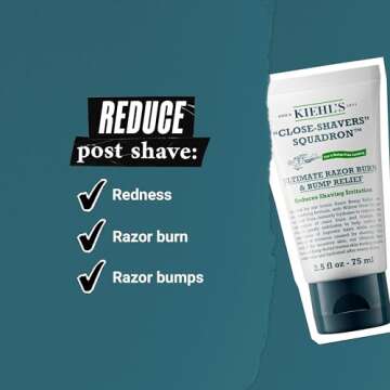 Kiehl's Ultimate Razor Burn & Bump Relief, Nourishing Men's After Shave Cream, Instantly Cools & Hydrates, Gently Exfoliates, with Aloe Vera & Vitamin E, Paraben-free, for All Skin Types - 2.5 fl oz