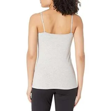 Amazon Essentials Women's Slim-Fit Camisole, Pack of 4, Black/Charcoal Heather/Light Grey Heather/White, X-Small