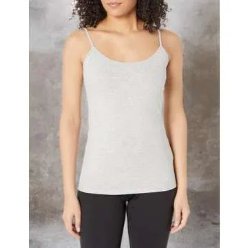 Amazon Essentials Women's Slim-Fit Camisole, Pack of 4, Black/Charcoal Heather/Light Grey Heather/White, X-Small