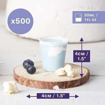 MATANA 500 Crystal Clear Plastic Shot Glasses 1oz, Mini Shot Glasses Plastic Shot Cups, Wine Tasting Cups, Plastic Jello Shot Cups, Party Shot Glasses for Condiments & Sauce - Reusable | Bulk Pack