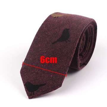Gemay G.M Skinny Tie for Men - Cotton Necktie Slim Design for Events