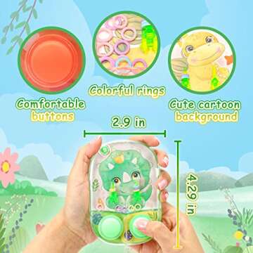 SevenQ Water Games for Kids Handheld, 4 Pack Dinosaur Toys Water Ring Toss Handheld Games Water Toys, Car Game for Kids and Family Stress Relief,Retro Toys Mini Toys for Party Favor Gifts Travel Games