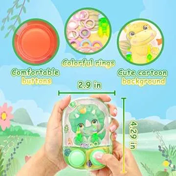 SevenQ Water Games for Kids Handheld, 4 Pack Dinosaur Toys Water Ring Toss Handheld Games Water Toys, Car Game for Kids and Family Stress Relief,Retro Toys Mini Toys for Party Favor Gifts Travel Games