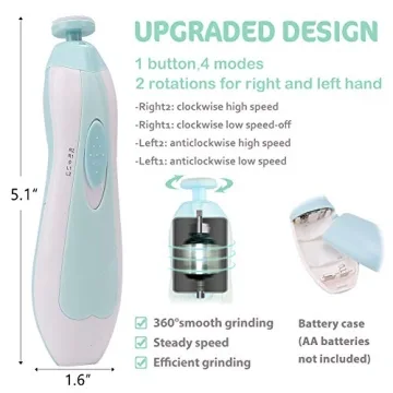 Electric Baby Nail Trimmer Kit LED Light 10 Heads