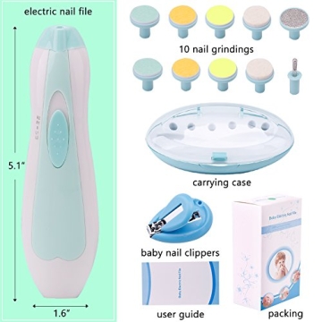 Electric Baby Nail Trimmer Kit LED Light 10 Heads