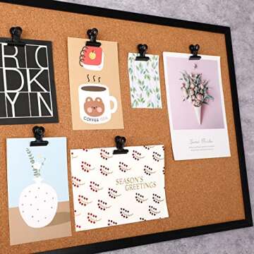 SANNIX 20 Pcs Metal Push Pin Clips 31mm for Bulletin Boards, Black Heavy Duty Clips with Pins for Cork Board Decorations Paper Picture Crafts Calendars Artworks for School Office Home (Black)