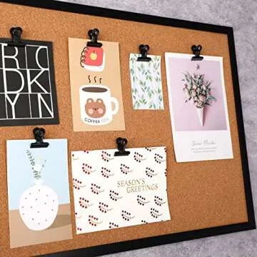 SANNIX 20 Pcs Metal Push Pin Clips 31mm for Bulletin Boards, Black Heavy Duty Clips with Pins for Cork Board Decorations Paper Picture Crafts Calendars Artworks for School Office Home (Black)