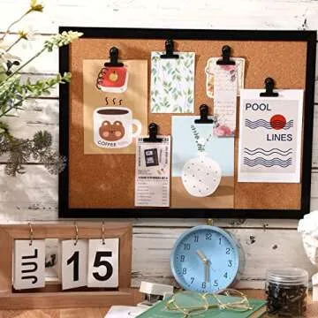 SANNIX 20 Pcs Metal Push Pin Clips 31mm for Bulletin Boards, Black Heavy Duty Clips with Pins for Cork Board Decorations Paper Picture Crafts Calendars Artworks for School Office Home (Black)