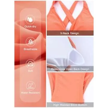 Aleumdr Women Retro Padded Push up Tankini Swimdress Tummy Control Skirted Two Piece Tankini Tops with Bikini Bottoms Twist Swimwear Orange Small