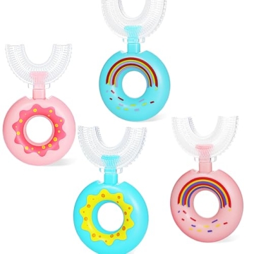 Newrichbee 4 Packs Kids Toothbrushes U Shaped for Fun Brushing