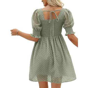 WEESO Spring Dresses for Women 2023 Fairy Babydoll Dress Sage Green S