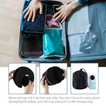Obemary Travel Pillow for Airplanes, Memory Foam Travel Neck Pillow