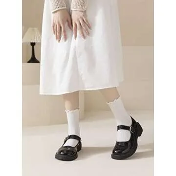 ACCFOD Cute Ruffle Socks for Women, Frilly Socks for Women Cute Ankle Crew Socks - Neutral Color